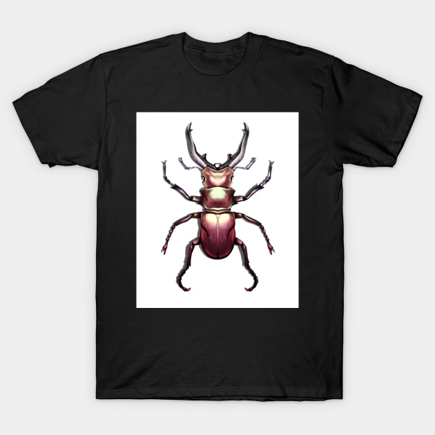 Stag Beetle Illustration T-Shirt by Cptninja